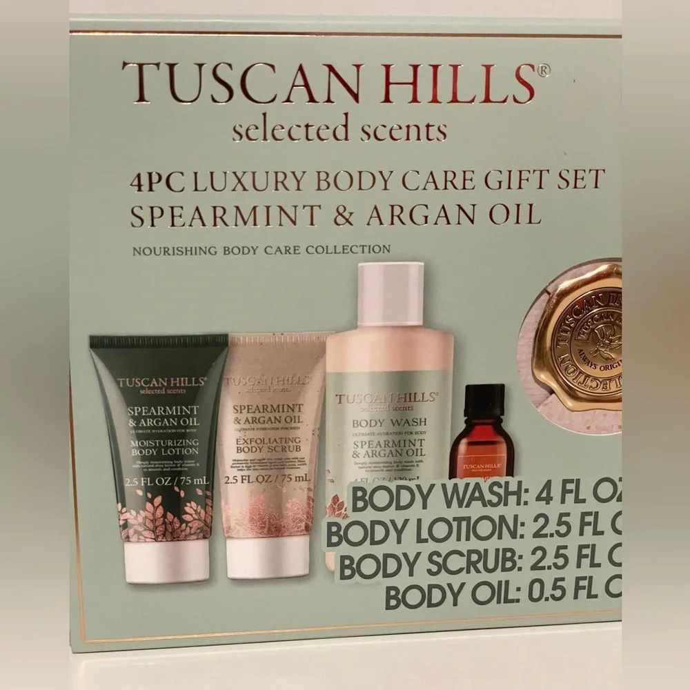 Tuscan Hills Spearmint & Argan Oil 4-Piece Luxury Body Care Gift Set